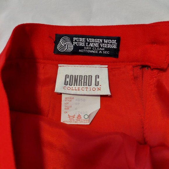 Conrad C Collection Red 100% Wool Pencil Skirt , Size 6 - Picture 3 of 7